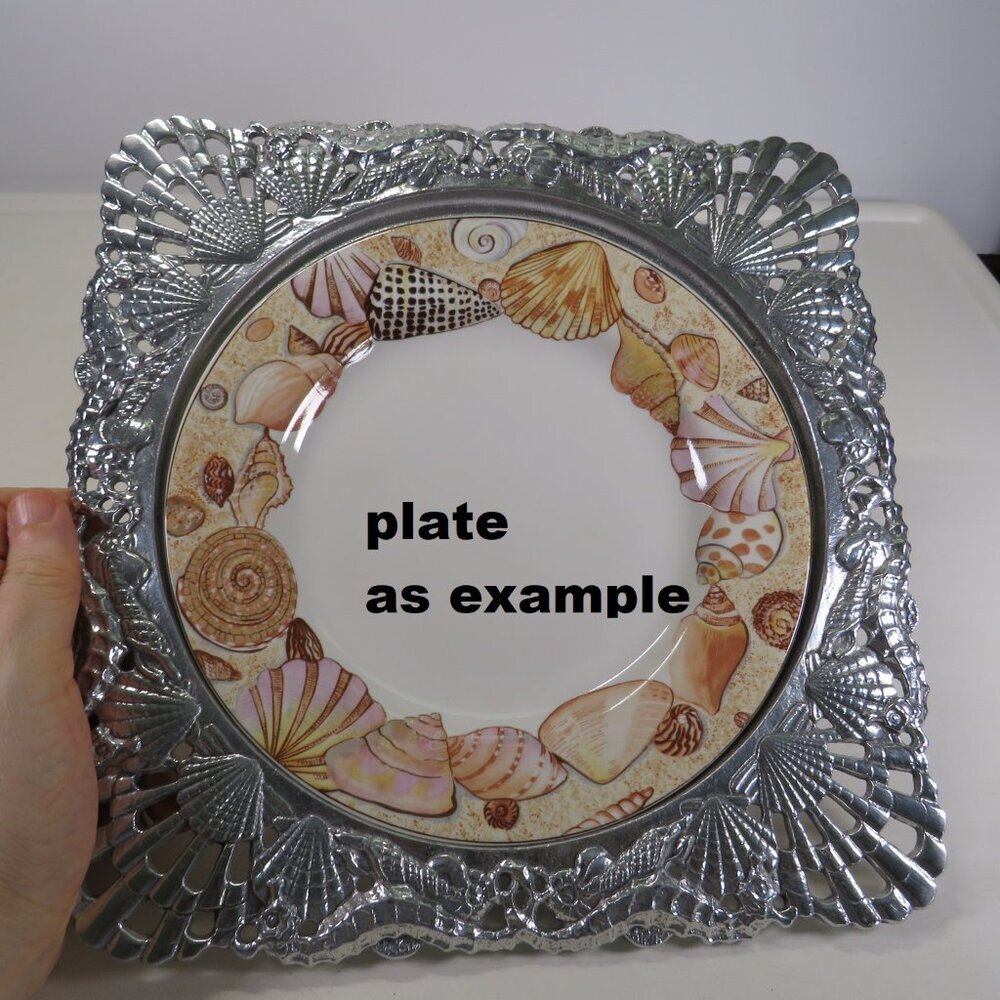 Sea Shell Coastal Plate holder (with feet) Metal bright silver by Arthur Court